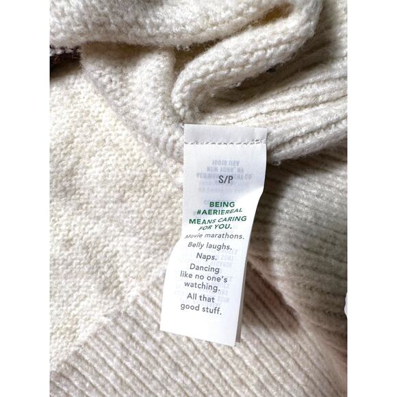 Aerie Striped Crewneck Oversized Pastel Relaxed Brush Knit - Picture 7 of 9